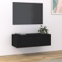 Mobile Porta TV Sospeso Nero 80x36x25 cm in Legno Multistrato