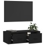 Mobile Porta TV Sospeso Nero 80x36x25 cm in Legno Multistrato