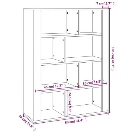 Credenza Nera 80x30x106 cm in Legno Multistrato