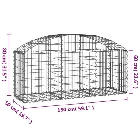 Cesto Gabbione ad Arco 150x50x60/80 cm Ferro Zincato