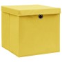 Scatole con Coperchi 10pz Gialle 32x32x32 cm Tessuto