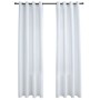 Tende Oscuranti con Anelli in Metallo 2 pz Avorio 140x225 cm