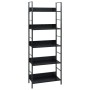 Scaffale Libri 5 Ripiani Nero 60x27,6x128,5cm Legno Multistrato