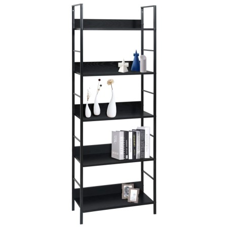 Scaffale Libri 5 Ripiani Nero 60x27,6x128,5cm Legno Multistrato