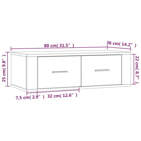 Mobile TV Pensile Grigio Sonoma 80x36x25cm in Legno Multistrato