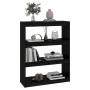 Libreria/Divisorio Nero 80x30x103,5cm in Legno Massello di Pino