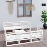 Set Divani da Giardino 7 pz Bianco in Legno Massello di Pino