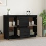 Credenza Nera 111x34x75 cm in Legno Massello di Pino