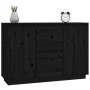 Credenza Nera 111x34x75 cm in Legno Massello di Pino