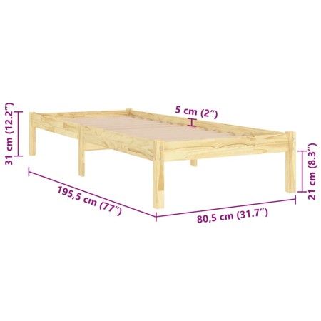 Giroletto in Legno Massello 75x190 cm Small Single