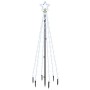 Albero di Natale con Puntale Bianco Freddo 108 LED 180 cm