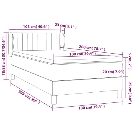 Giroletto a Molle con Materasso Grigio Chiaro100x200 cm Tessuto