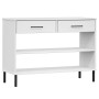 Mobile Consolle Gambe Metallo Bianco Legno Massello Pino OSLO