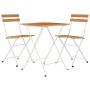 Set Bistrò Pieghevole 3pz in Legno Massello di Acacia e Acciaio