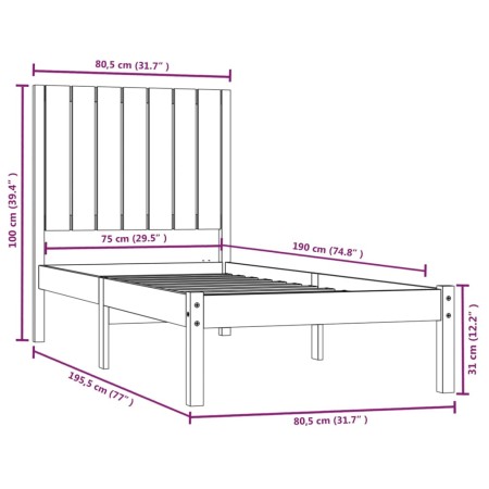 Giroletto in Legno Massello 75x190 cm Small Single