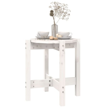 Tavolino da Salotto Bianco Ø 42,5x45 cm Legno Massello di Pino