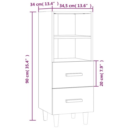 Credenza Rovere Fumo 34,5x34x90 cm in Legno Multistrato