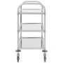 Carrello da Cucina a 3 Livelli 96,5x55x90 cm in Acciaio Inox