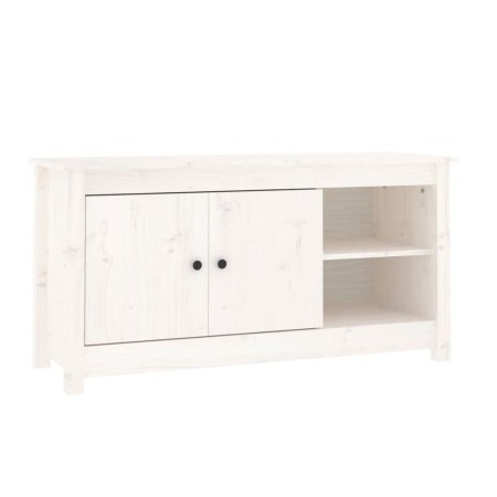 Mobile Porta TV Bianco 103x36,5x52 cm in Legno Massello di Pino