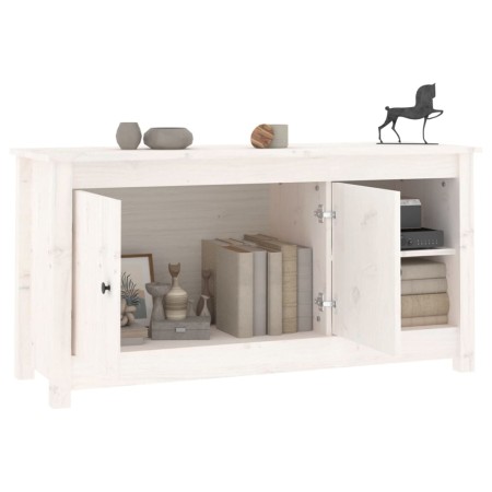 Mobile Porta TV Bianco 103x36,5x52 cm in Legno Massello di Pino