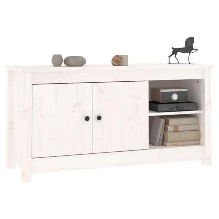 Mobile Porta TV Bianco 103x36,5x52 cm in Legno Massello di Pino