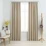 Tende Oscuranti con Ganci 2 pz Beige 140x245 cm