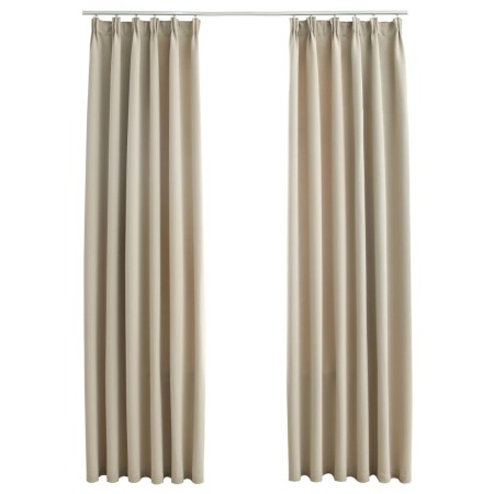 Tende Oscuranti con Ganci 2 pz Beige 140x245 cm