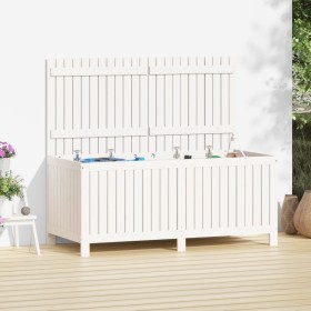 Contenitore da Giardino Bianco 147x68x64 cm Legno Massello Pino