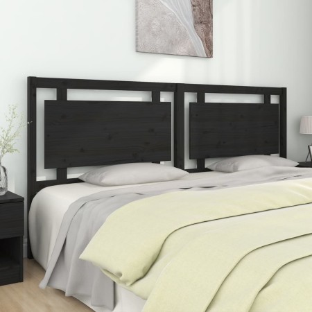 Testiera per Letto Nera 205,5x4x100cm in Legno Massello di Pino