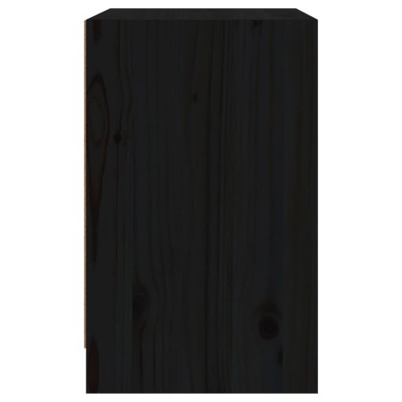 Comodino Nero 40x31x50 cm in Legno Massello di Pino