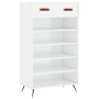 Scarpiera Bianco Lucido 60x35x105 cm in Legno Multistrato