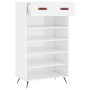 Scarpiera Bianco Lucido 60x35x105 cm in Legno Multistrato
