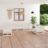 Set Divani da Giardino 7 pz Bianco in Legno Massello di Pino