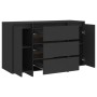 Credenza con 3 Cassetti Nera 120x41x75 cm in Truciolato