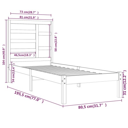 Giroletto Bianco in Legno Massello 75x190 cm Small Single