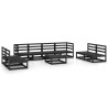 Set Divani da Giardino 9 pz Nero in Legno Massello di Pino
