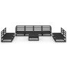 Set Divani da Giardino 9 pz Nero in Legno Massello di Pino