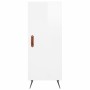 Credenza Bianco Lucido 34,5x34x90 cm in Legno Multistrato