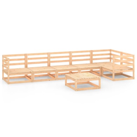 Set Divani da Giardino 7 pz in Legno Massello di Pino