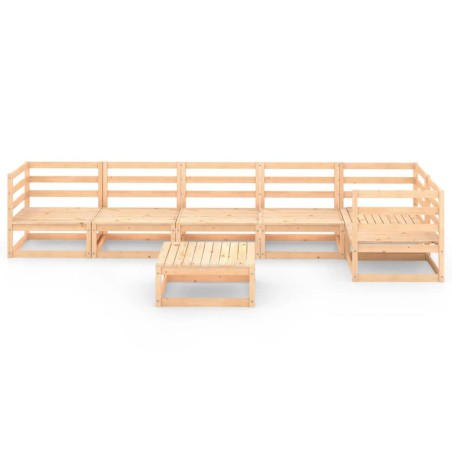 Set Divani da Giardino 7 pz in Legno Massello di Pino