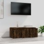 Mobile Porta TV Rovere Fumo 80x34x30 cm in Legno Multistrato