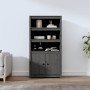 Credenza Grigio 80x35x154 cm in Legno Massello di Pino