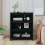 Libreria Nera 80x35x97 cm in Legno Massello di Pino