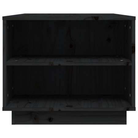 Tavolino da Salotto Nero 90x49x40,5 cm Legno Massello di Pino