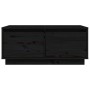 Tavolino da Salotto Nero 80x50x35 cm Legno Massello di Pino