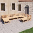 Set Divani da Giardino 9 pz in Legno Massello di Pino