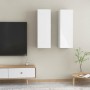 Mobili TV 2pz Bianco Lucido 30,5x30x90 cm Legno Multistrato