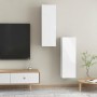 Mobili TV 2pz Bianco Lucido 30,5x30x90 cm Legno Multistrato