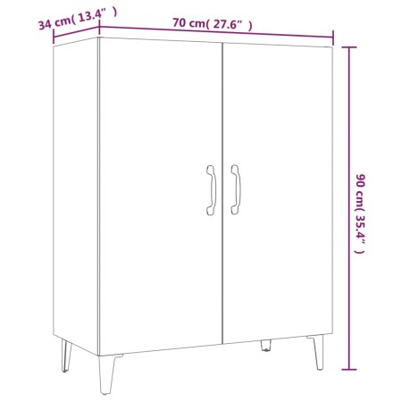 Credenza Grigio Sonoma 70x34x90 cm in Legno Multistrato