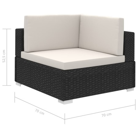 Set Divani da Giardino 12 pz con Cuscini in Polyrattan Nero